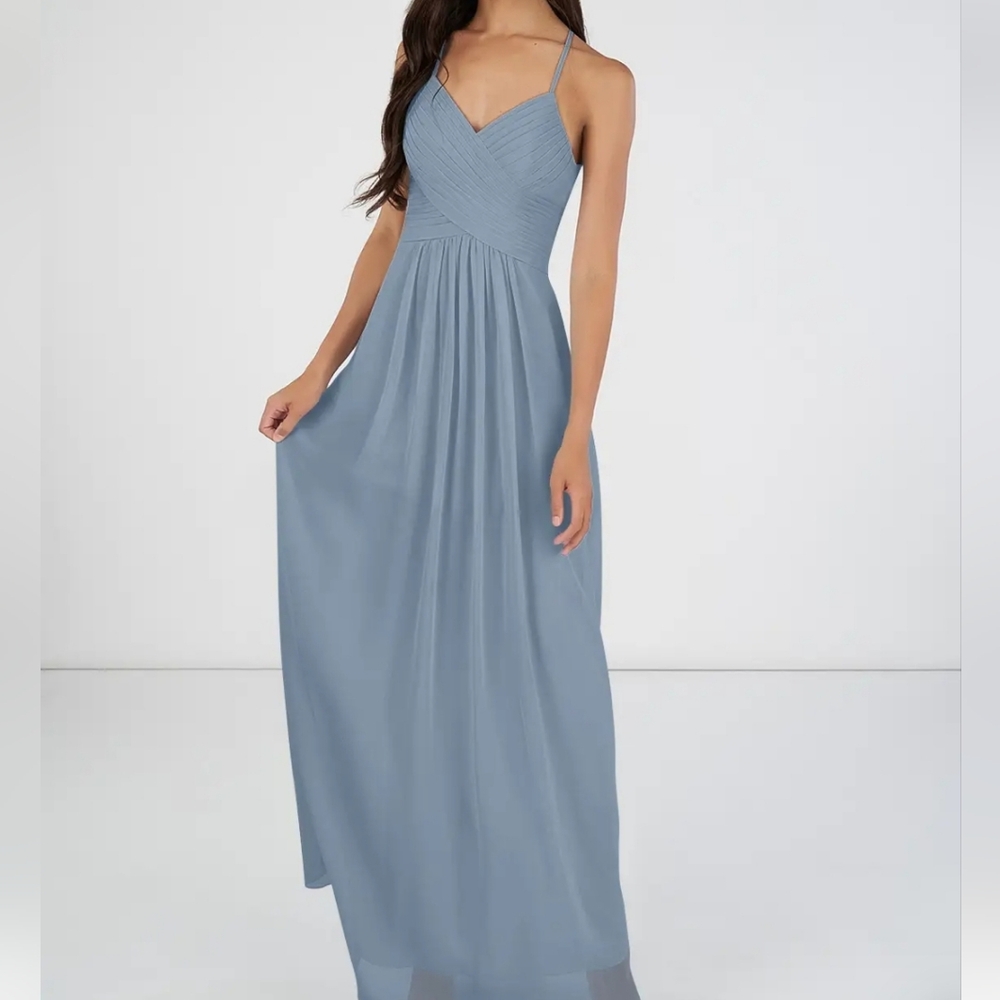 Azazie Hayleigh Bridesmaid Dress Dusty Blue Size A2